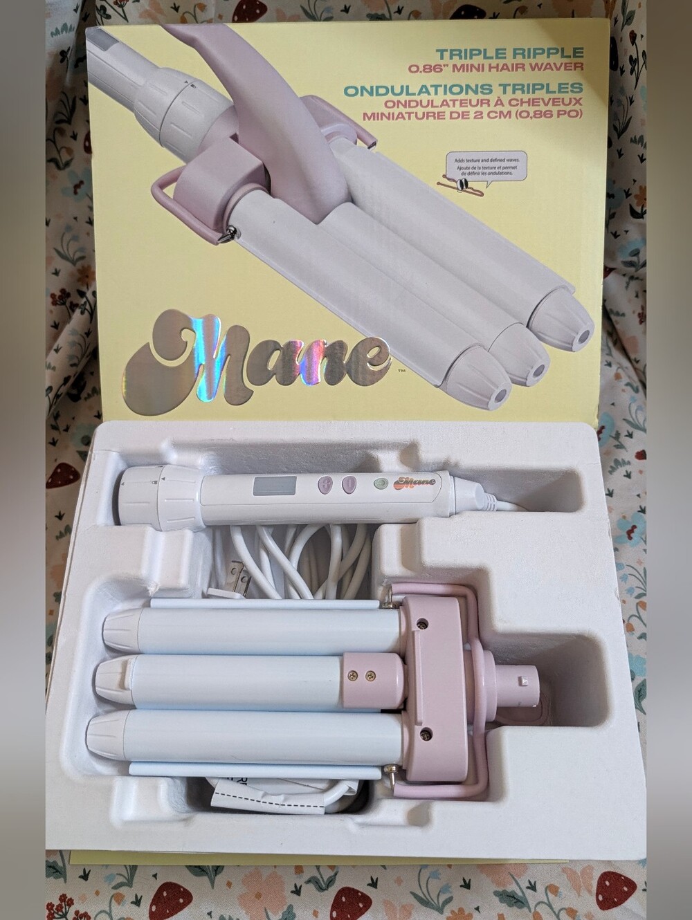 Mane 0.86" Triple Ripple Mini Waver & Power Base Hair Tool Bundle NEW